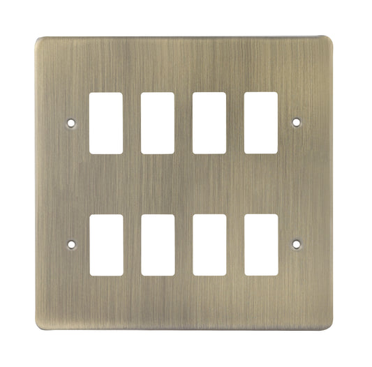Niglon M2-GP8-AB Premium Edge S 8 Gang Grid Faceplate Antique Brass