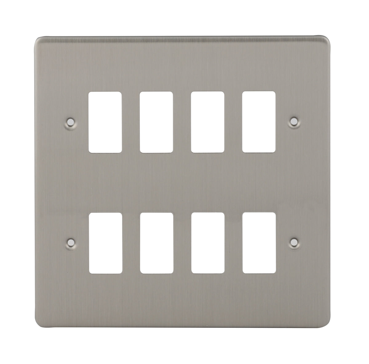 Niglon M2-GP8-BC 8 Gang Grid Faceplate Brushed Chrome