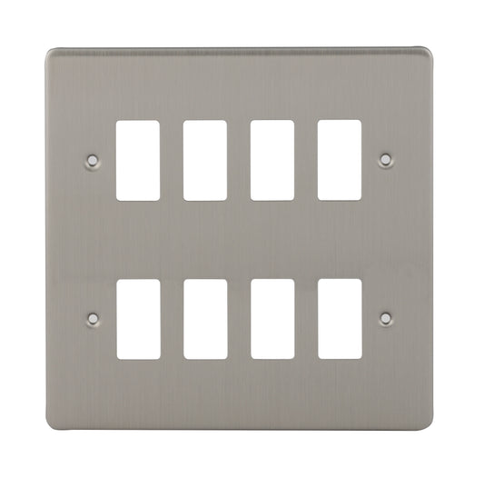 Niglon M2-GP8-BC 8 Gang Grid Faceplate Brushed Chrome