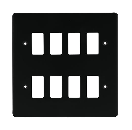 Niglon M2-GP8-MB Premium Edge S 8 Gang Grid Faceplate Matt Black