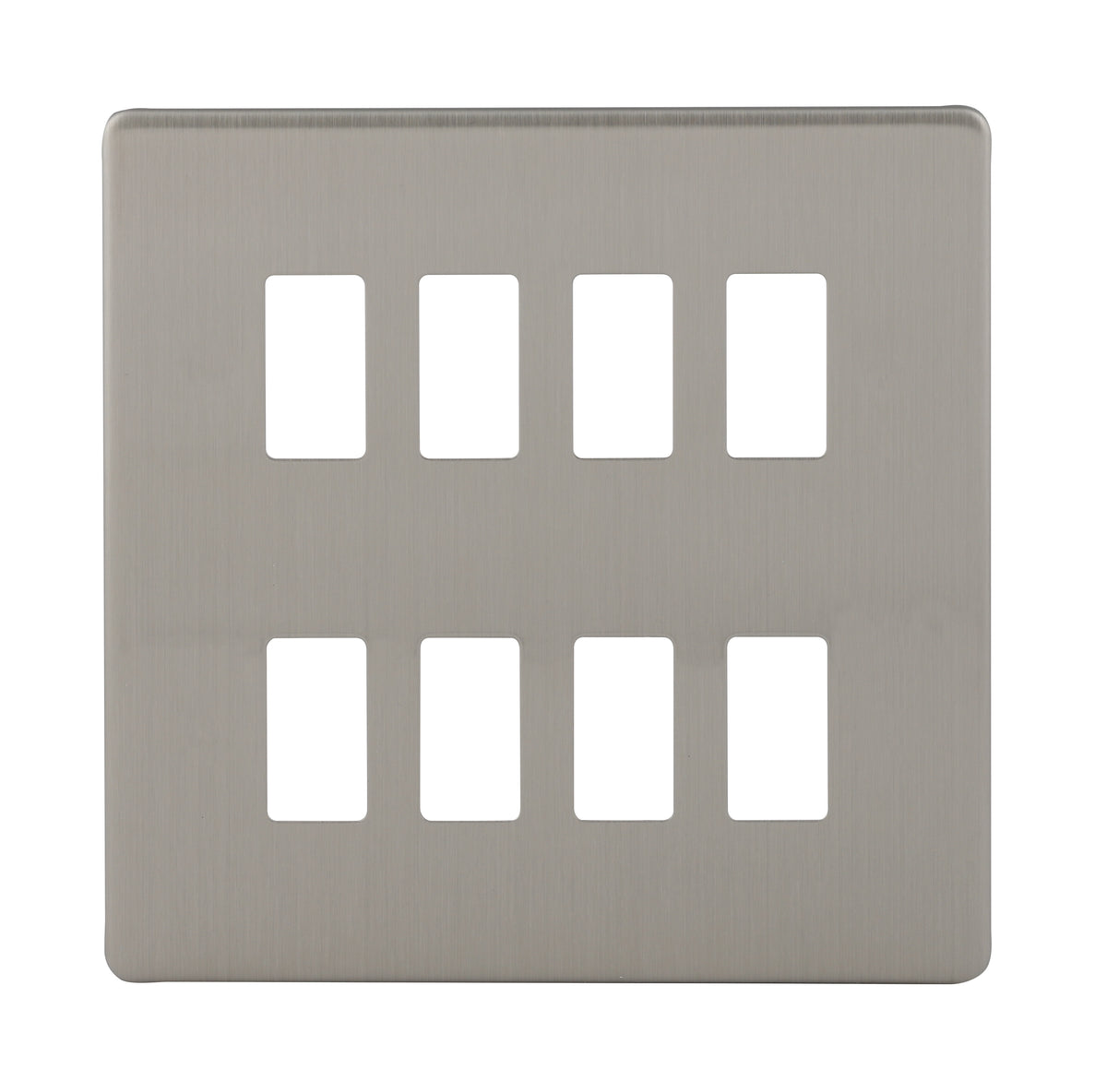 Niglon M2-GP8-SBC 8 Gang Grid Faceplate Brushed Chrome