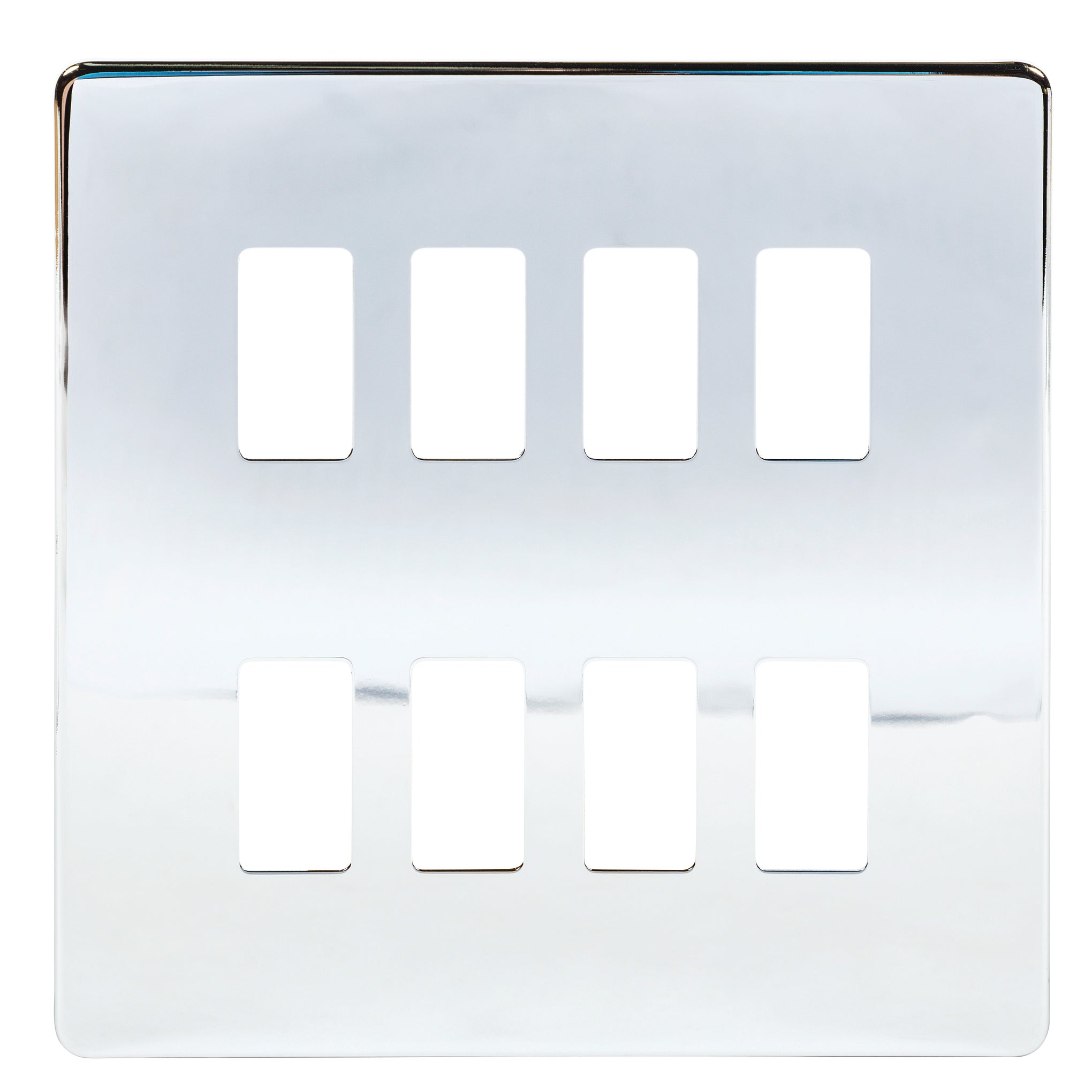 Niglon M2-GP8-SPC 8 Gang Grid Faceplate Polished Chrome