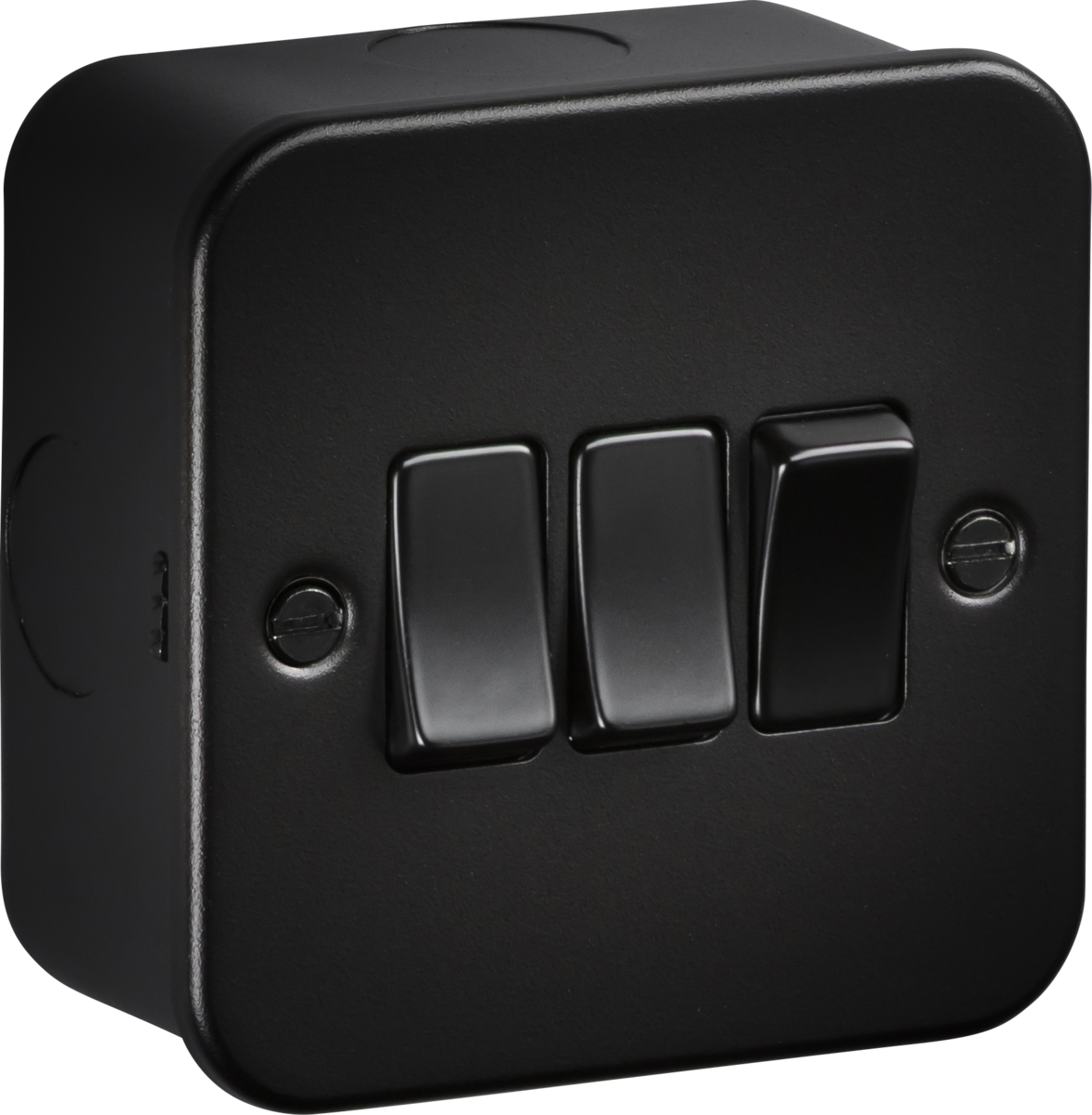 Knightsbridge M4000TB 3 Gang 2 Way Switch Metal Clad Textured Black
