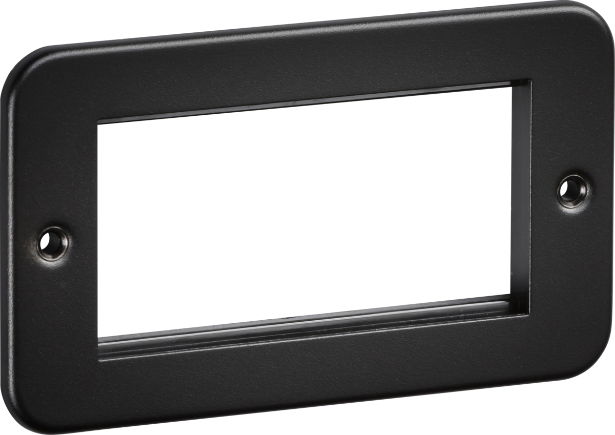 Knightsbridge M4GTB 2 Gang 4 Module Euromodule Faceplate Metal Clad Textured Black