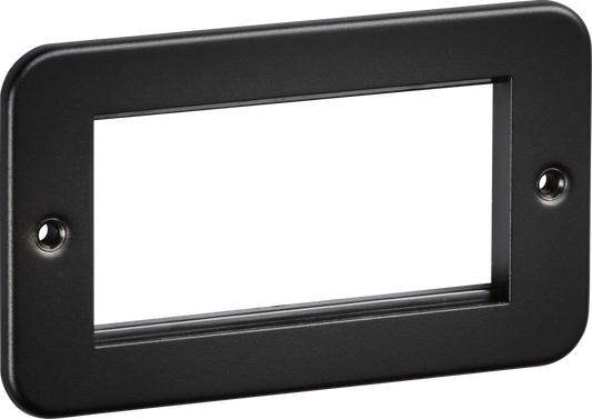 Knightsbridge M4GTB 2 Gang 4 Module Euromodule Faceplate Metal Clad Textured Black