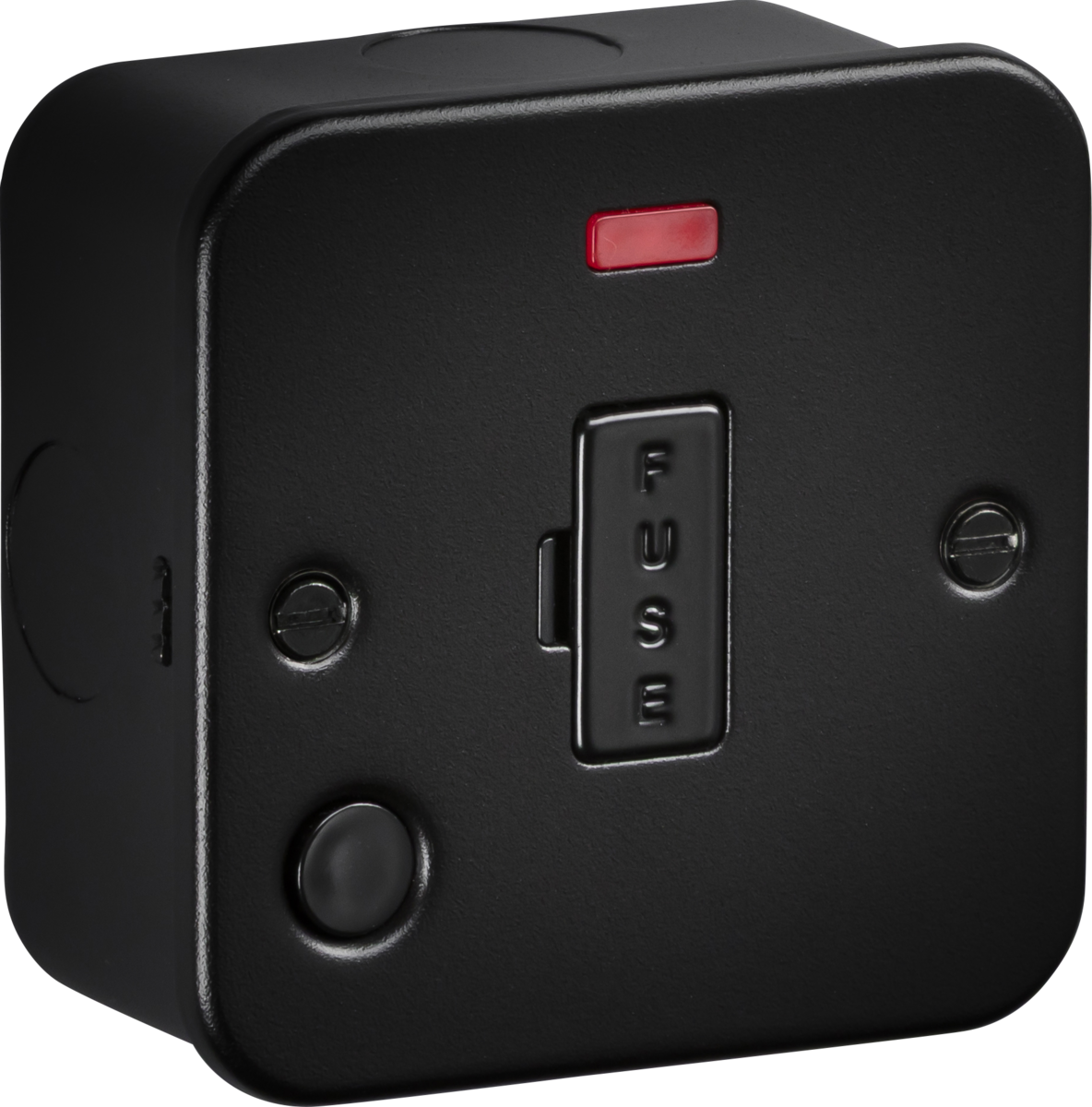 Knightsbridge M6000NFTB 13A Unswitched Fused Spur with Neon and Flex Outlet Metal Clad Textured Black