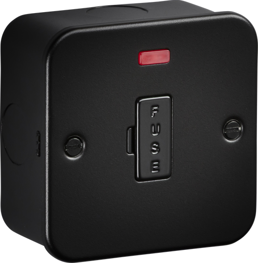 Knightsbridge M6000NTB 13A Unswitched Fused Spur with Neon Metal Clad Textured Black