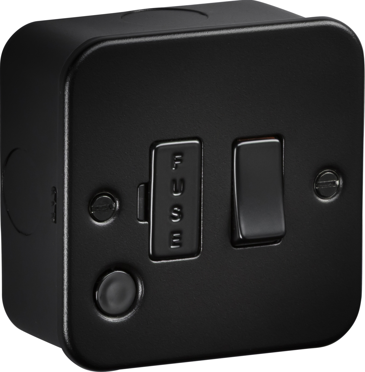 Knightsbridge M6300FTB 13A Switched Fused Spur with Flex Outlet Metal Clad Textured Black