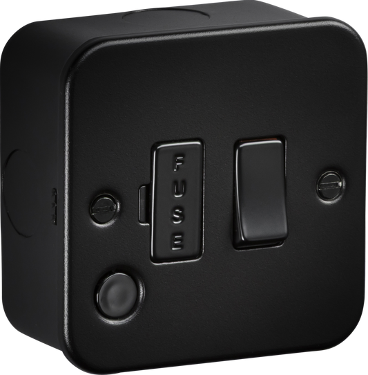 Knightsbridge M6300FTB 13A Switched Fused Spur with Flex Outlet Metal Clad Textured Black