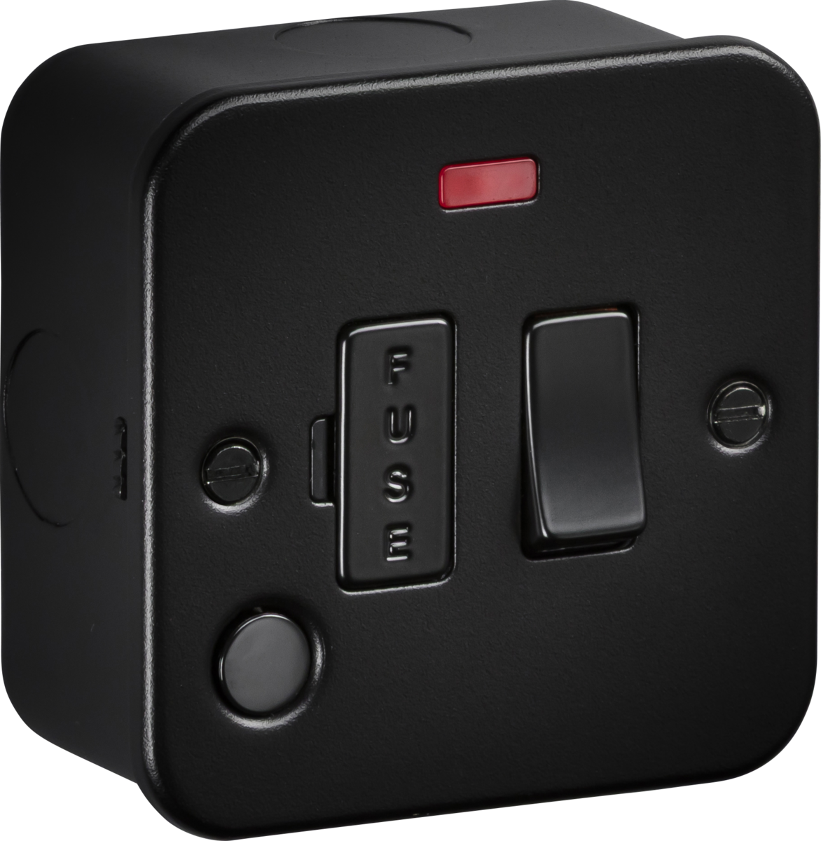 Knightsbridge M6300NFTB 13A Switched Fused Spur with Neon and Flex Outlet Metal Clad Textured Black