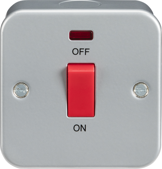Knightsbridge M8331N 1 Gang 45A DP Switch with Neon Metal Clad