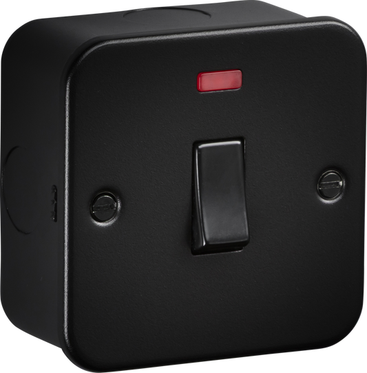 Knightsbridge M8331NTB 1 Gang 45A DP Switch with Neon Metal Clad Textured Black