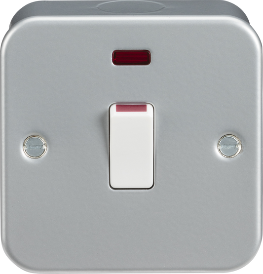 Knightsbridge M8341N 1 Gang 20A DP Switch with Neon Metal Clad