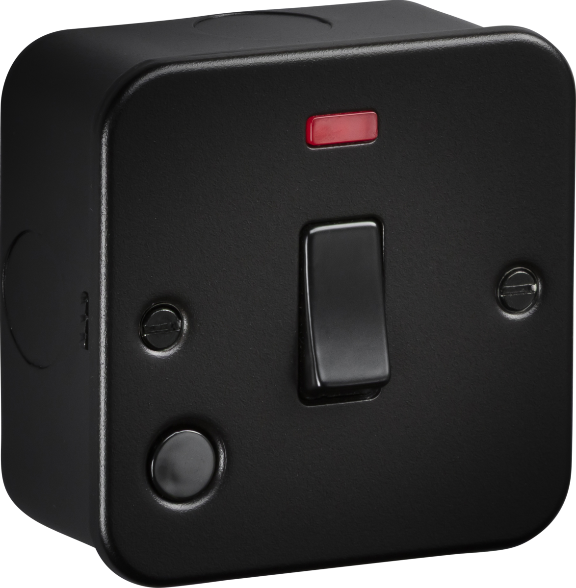 Knightsbridge M8341NFTB 1 Gang 20A DP Switch with Neon and Flex Outlet Metal Clad Textured Black