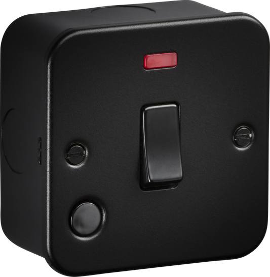 Knightsbridge M8341NFTB 1 Gang 20A DP Switch with Neon and Flex Outlet Metal Clad Textured Black