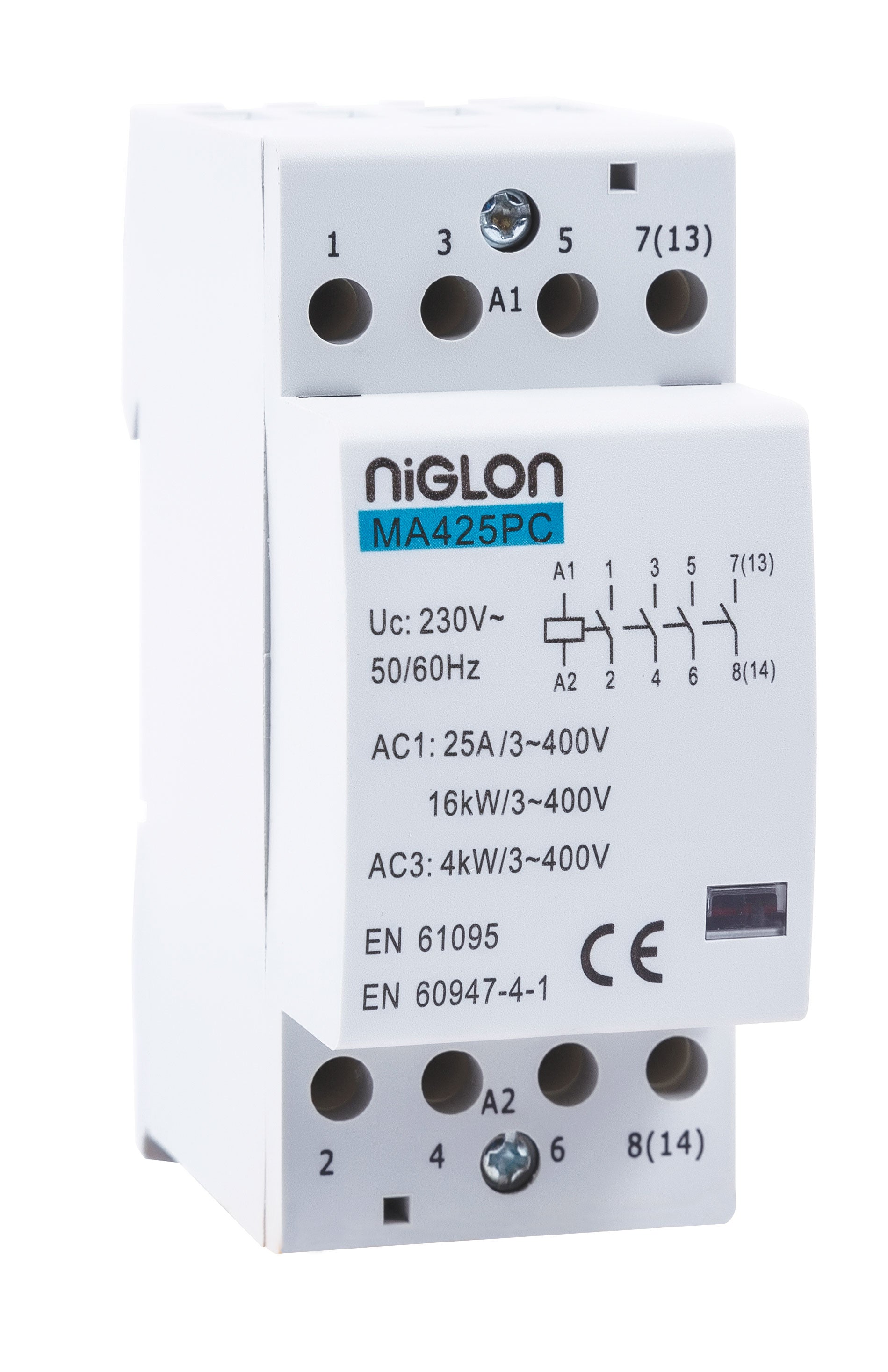 Niglon MA425PC 25A 4P Modular Contactor 415V
