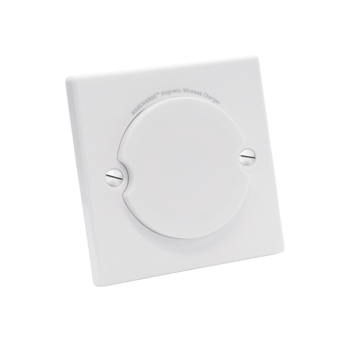 MagCharge MAGC1 Qi2 1 Gang Magnetic Phone Charger Outlet White Moulded