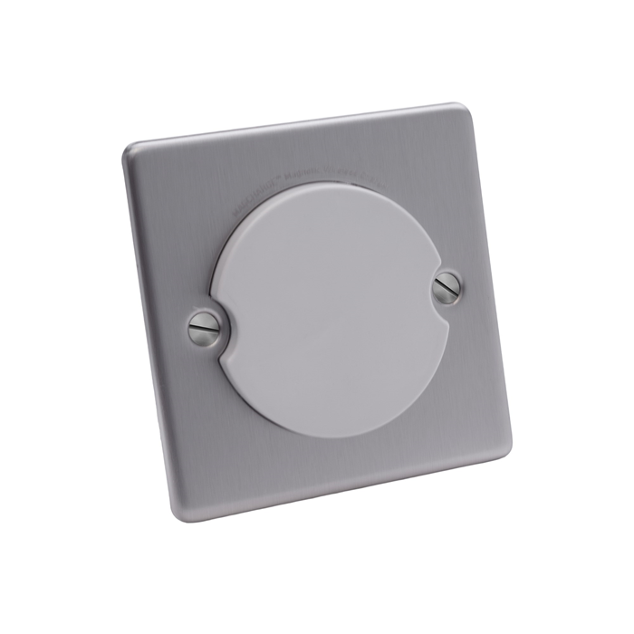 MagCharge MAGC1SC Qi2 1 Gang Magnetic Phone Charger Outlet Satin Chrome Grey Insert