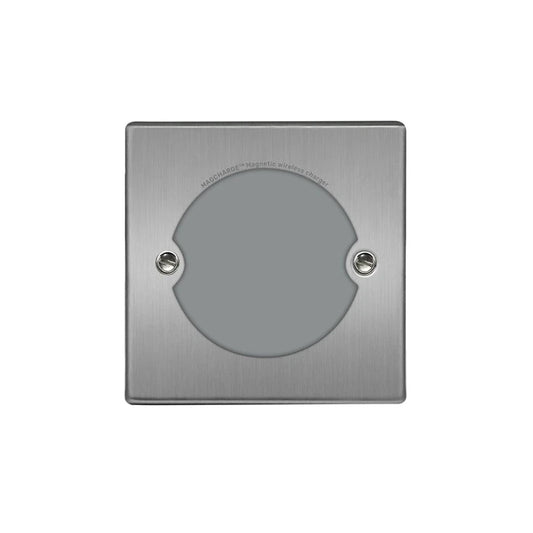 MagCharge MAGC1SC Qi2 1 Gang Magnetic Phone Charger Outlet Satin Chrome Grey Insert