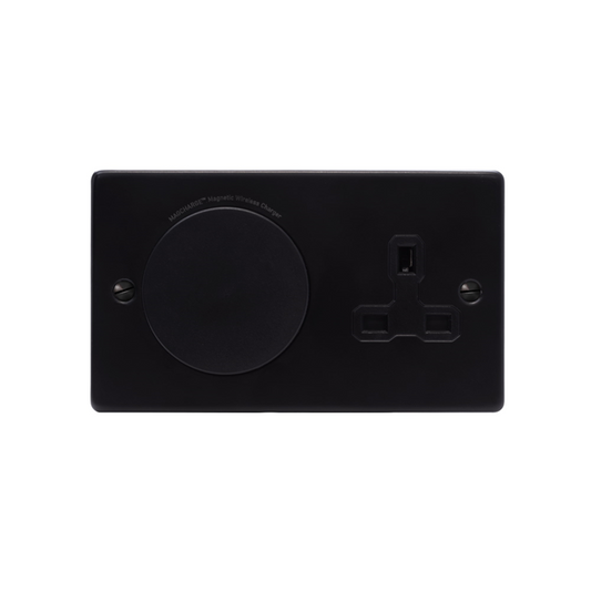 MagCharge MAGC2SBK Qi2 2 Gang Magnetic Phone Charger Outlet with Unswitched Socket Matt Black