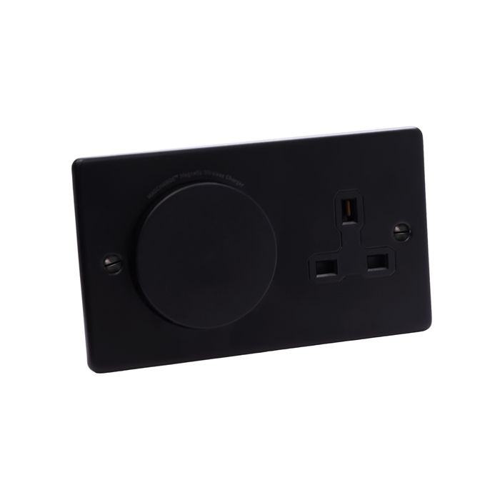 MagCharge MAGC2SBK Qi2 2 Gang Magnetic Phone Charger Outlet with Unswitched Socket Matt Black