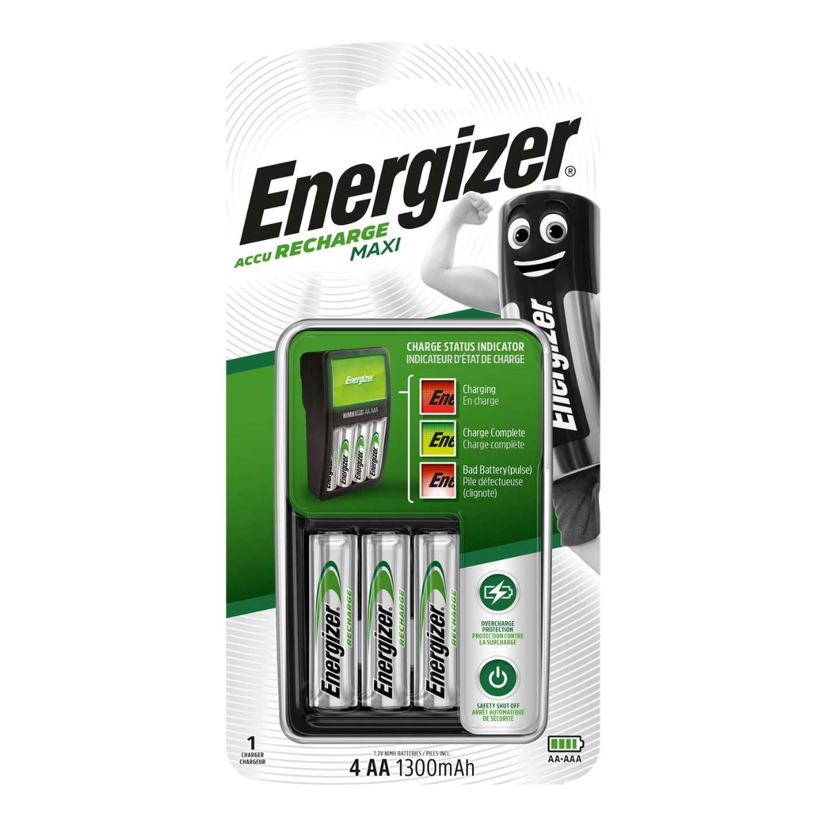 Energizer ENEMAXI Maxi Charger with 4 x AA 1300mAh Batteries