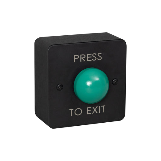 RGL MBK-MEXT-EBGB/PTE Metal Green Dome 'Press To Exit' Button Matt Black