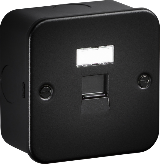 Knightsbridge MC6TB 1 Gang RJ45 CAT6A Network Outlet Metal Clad Textured Black