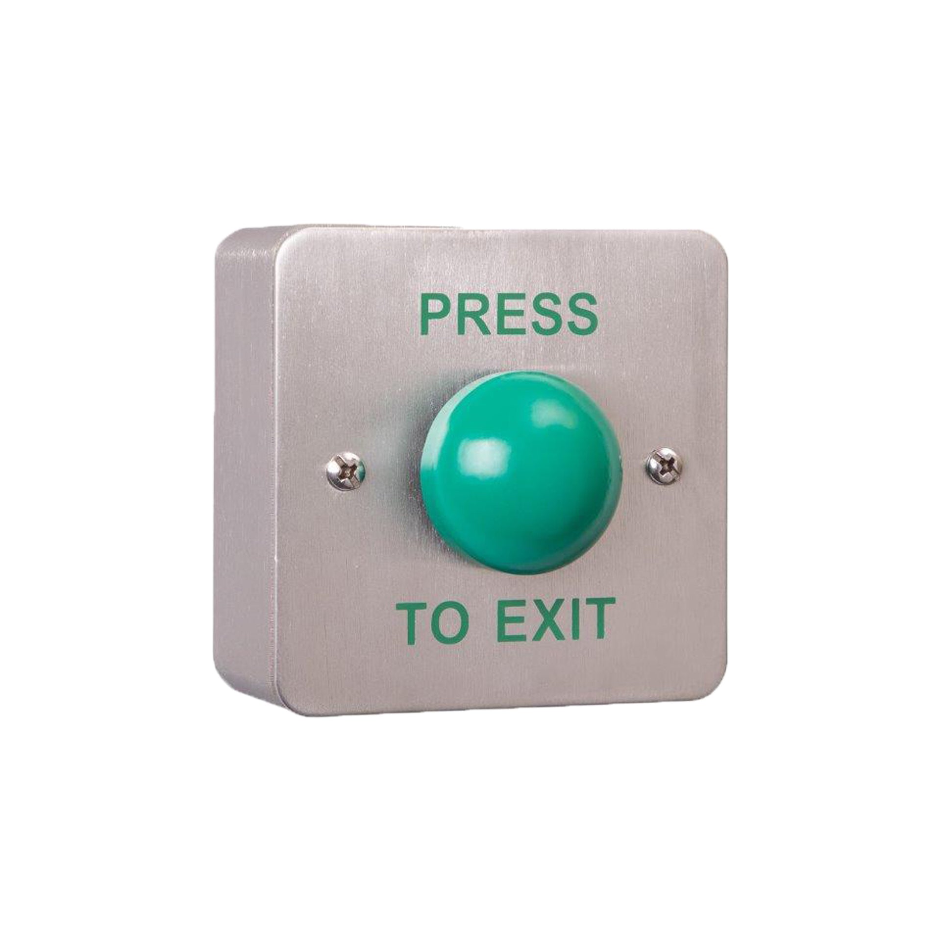 RGL MEXT-EBGB/PTE Metal Green Dome 'Press To Exit' Button Stainless Steel