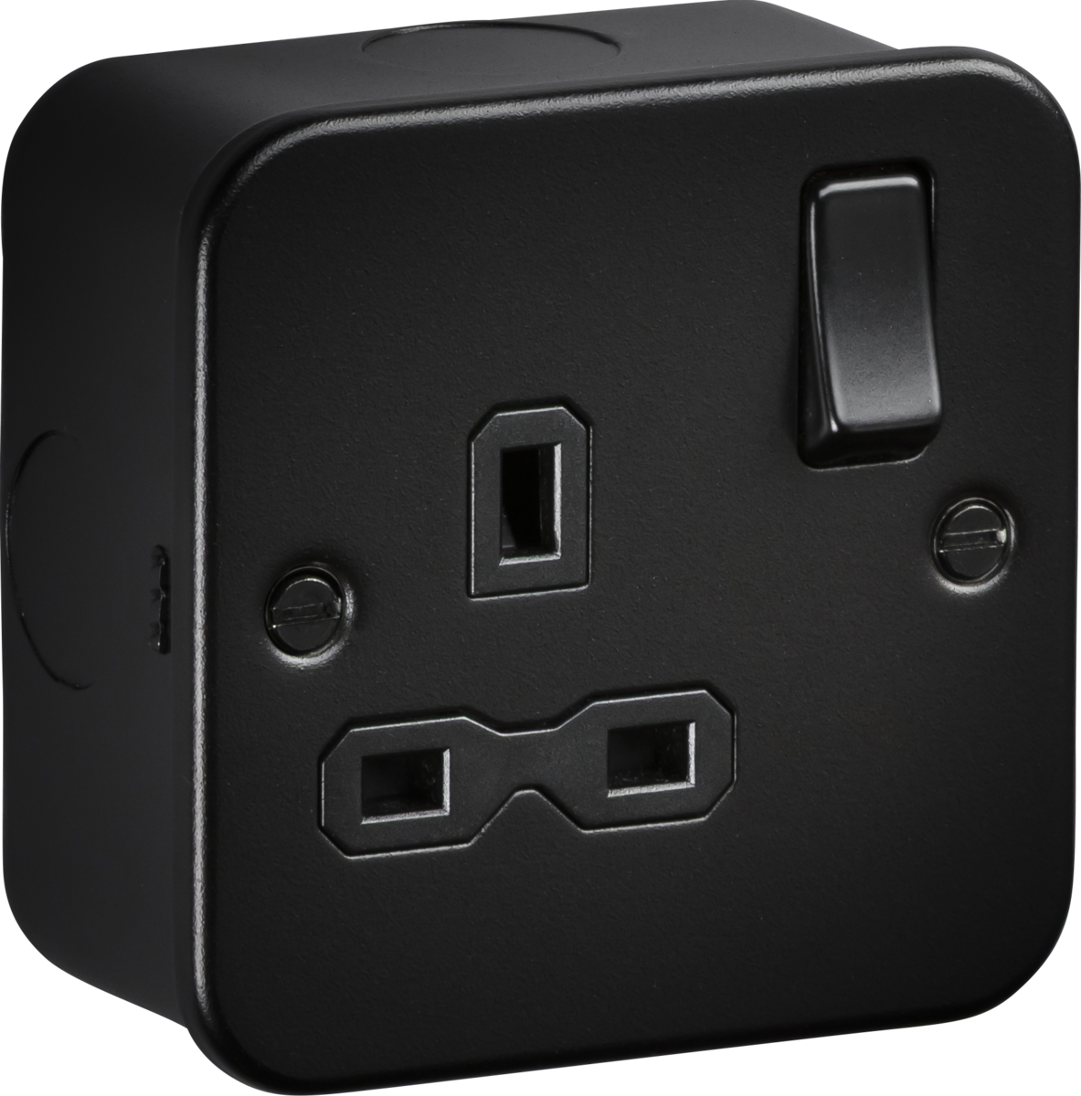 Knightsbridge MR7000TB 1 Gang 13A DP Switched Socket Metal Clad Textured Black