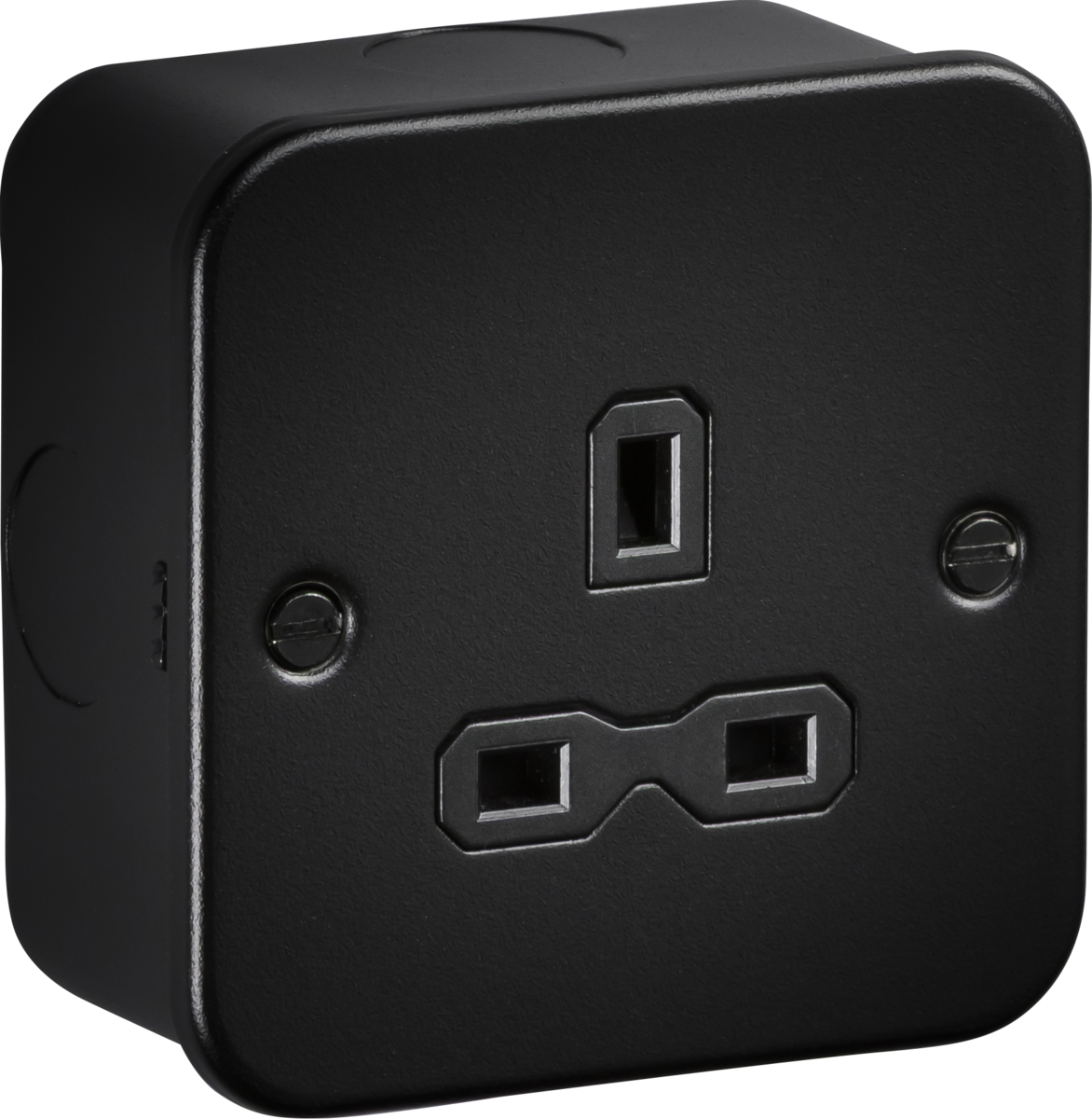 Knightsbridge MR7000UTB 1 Gang 13A Unswitched Socket Metal Clad Textured Black