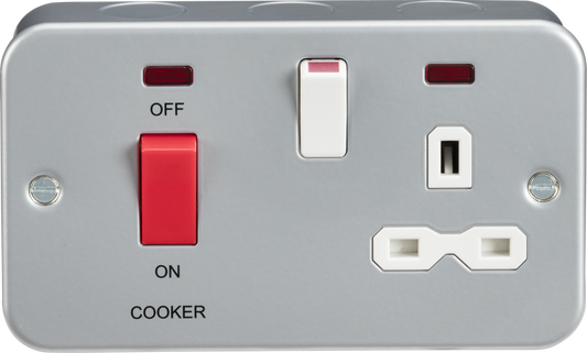 Knightsbridge MR8333N 2 Gang 45A DP Cooker Control Unit with Neon Metal Clad