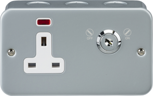 Knightsbridge M9LOCKN 1 Gang 13A DP Lockable Socket with Neon Metal Clad