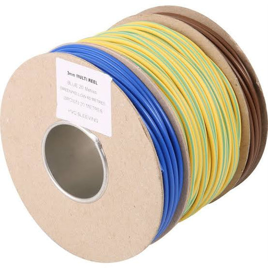 Dyson ESMULTIREEL3 3mm Blue, Brown, Green/Yellow Sleeving Multireel 100m