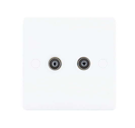 Niglon NCS2 2 Gang TV Outlet White Moulded