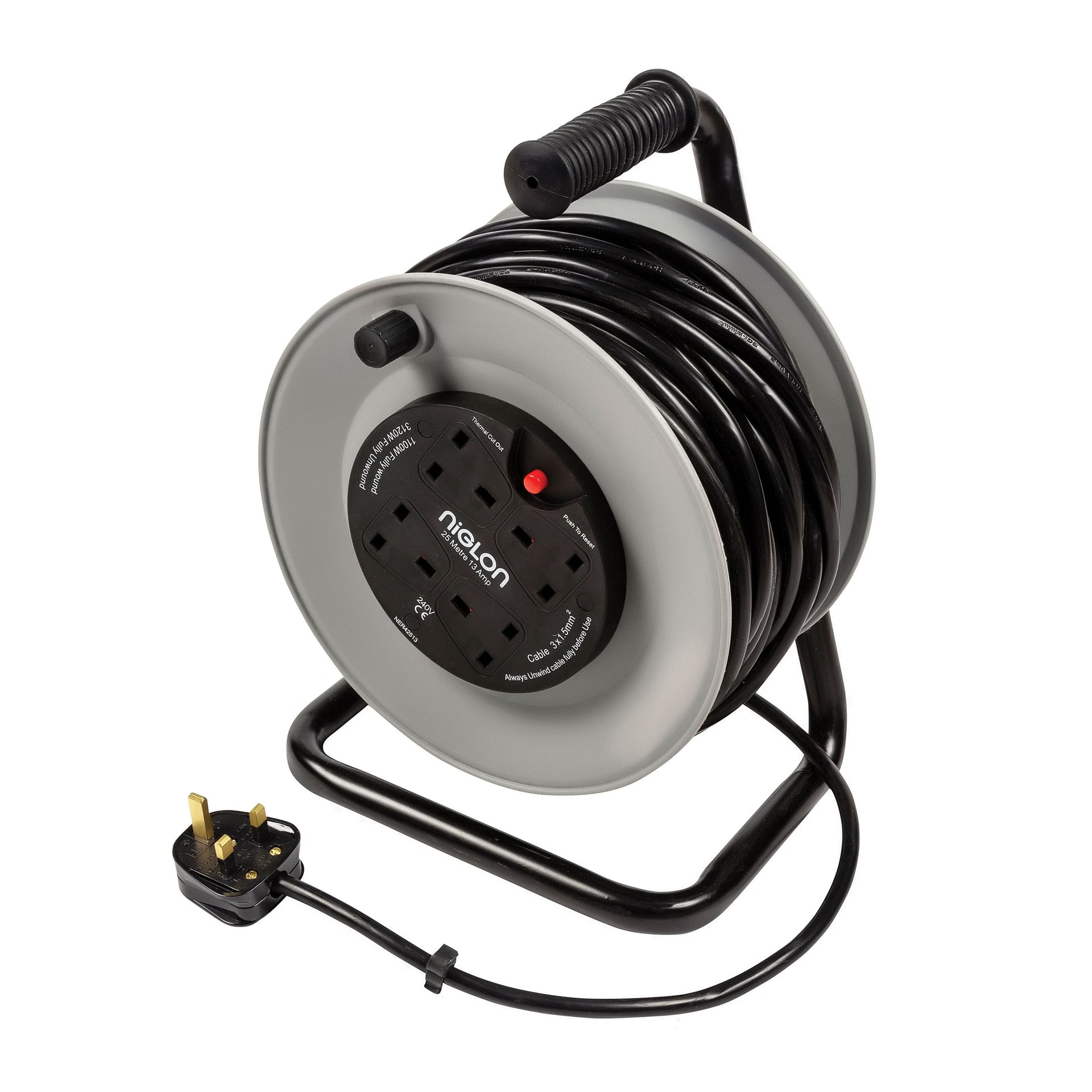 Niglon NER42513 4 Gang 25m Open Reel