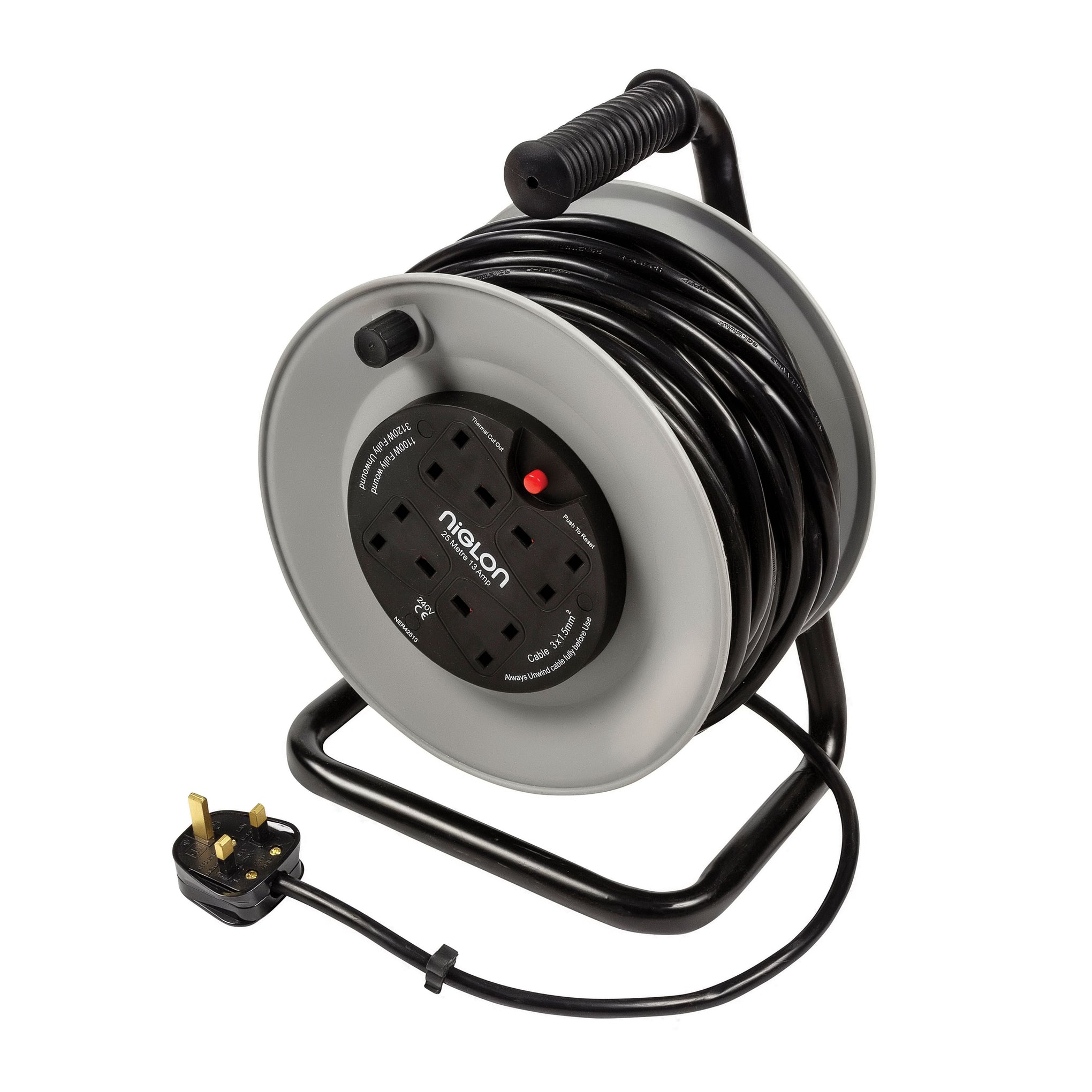 Niglon NER42513 4 Gang 25m Open Reel