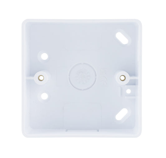 Niglon NSPB132 1 Gang 32mm Round Corner PVC Pattress with Conduit and Trunking Entry