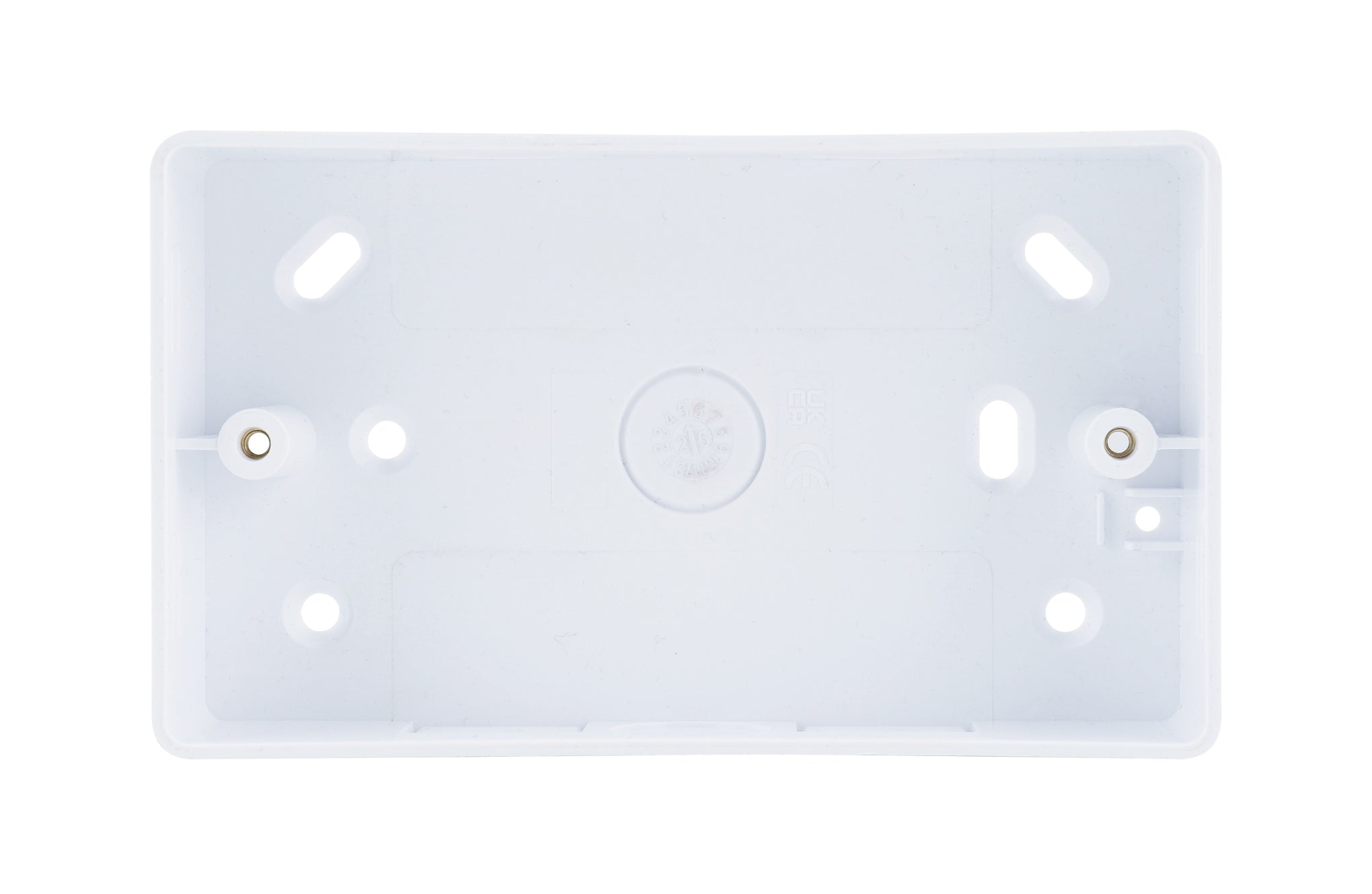 Niglon NSPB232 2 Gang 32mm Round Corner PVC Pattress with Conduit and Trunking Entry