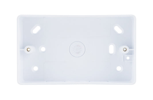 Niglon NSPB232 2 Gang 32mm Round Corner PVC Pattress with Conduit and Trunking Entry