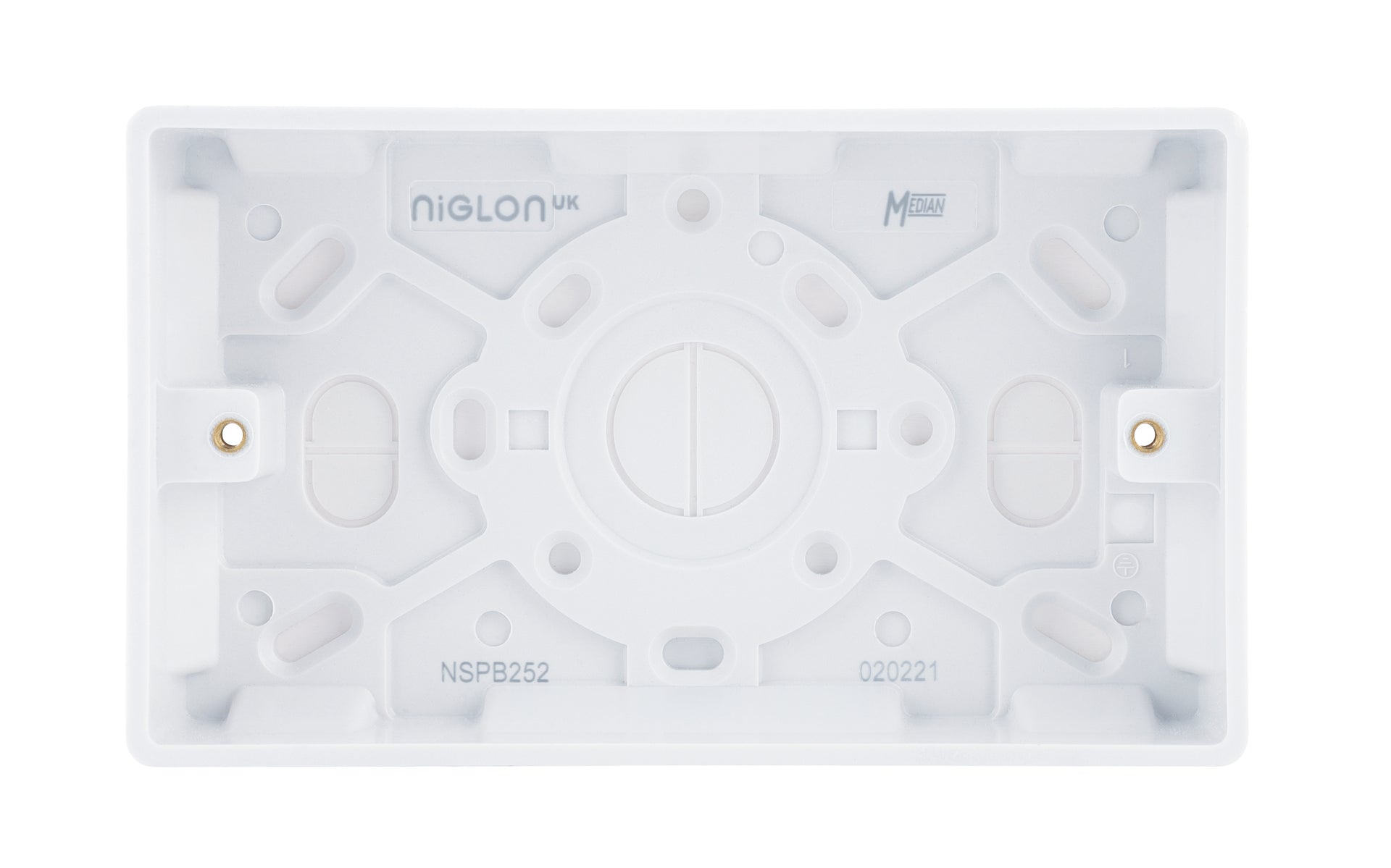 Niglon NSPB252 2 Gang 25mm Pattress White Moulded
