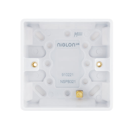 Niglon NSPB321 1 Gang 32mm Pattress White Moulded