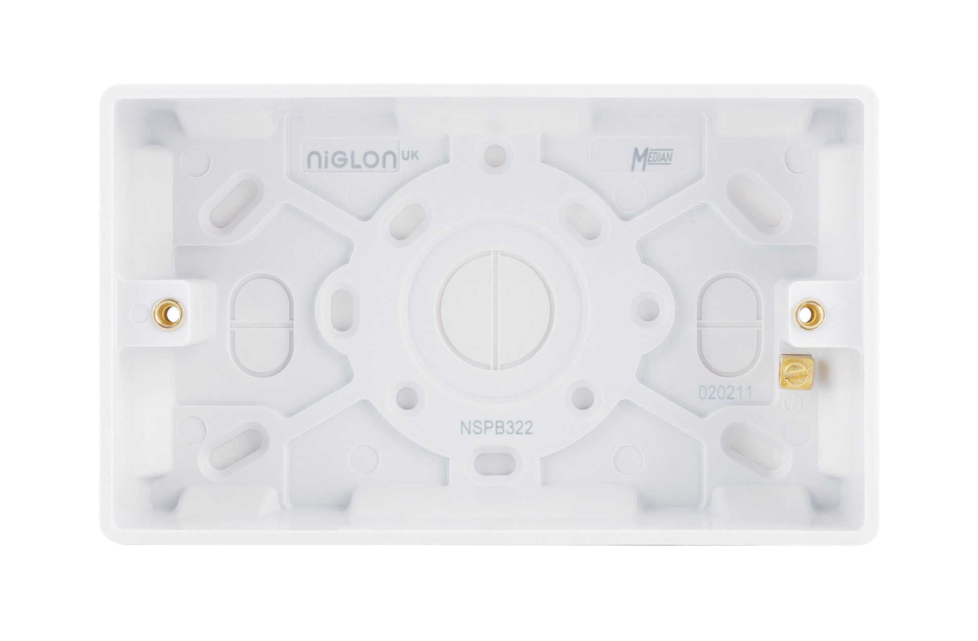 Niglon NSPB322 2 Gang 32mm Pattress White Moulded