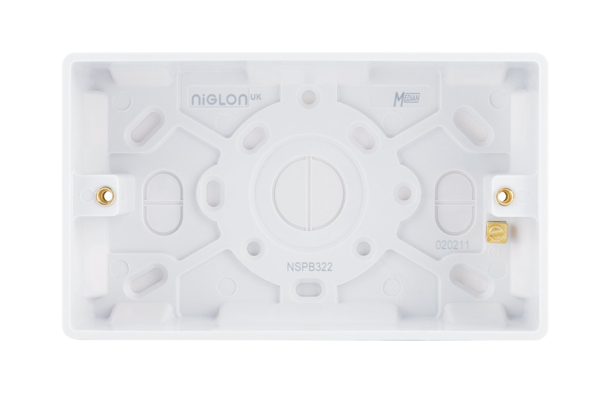 Niglon NSPB322 2 Gang 32mm Pattress White Moulded