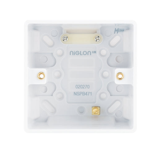 Niglon NSPB471 1 Gang 47mm Pattress White Moulded