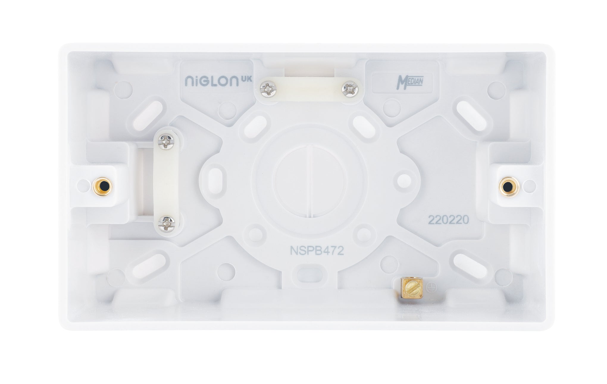 Niglon NSPB472 2 Gang 47mm Pattress White Moulded