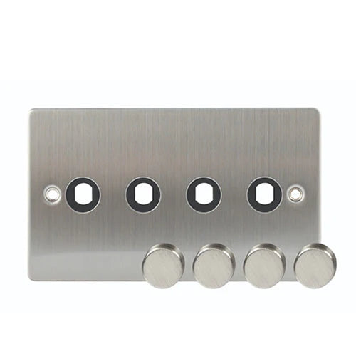 Niglon U-DP4-BC 4 Gang Dimmer Faceplate Brushed Chrome