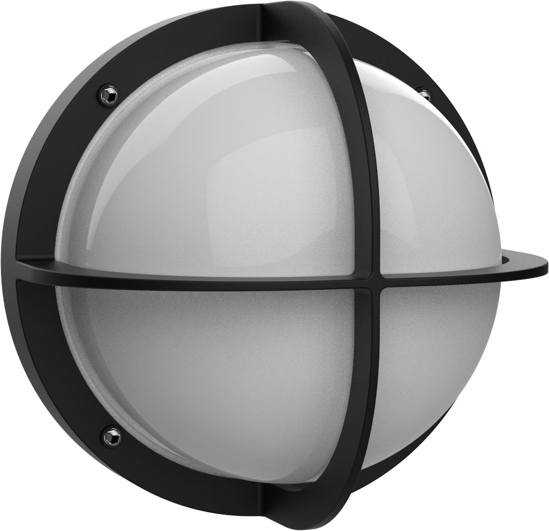 Kosnic OAK-BLK Oak Coast E27 Round Wall Lantern Bulkhead IP54 Black