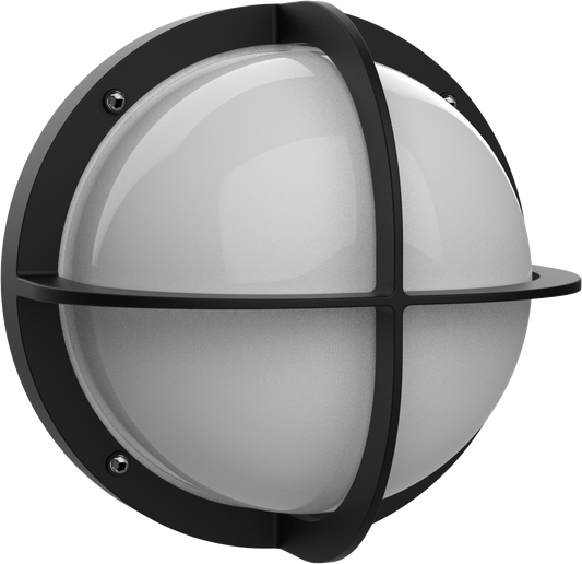 Kosnic OAK-BLK Oak Coast E27 Round Wall Lantern Bulkhead IP54 Black