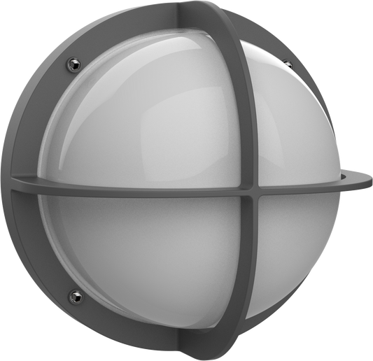 Kosnic OAK-GRY Oak Coast E27 Round Wall Lantern Bulkhead IP54 Grey